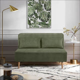 Banquette BZ - 2 places - Tissu velours côtelé Vert - 130 x 90 x 81 cm - DEPLO