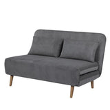 Banquette BZ - 2 places - Tissu velours côtelé Gris clair - 130 x 90 x 81 cm - DEPLO