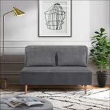 Banquette BZ - 2 places - Tissu velours côtelé Gris clair - 130 x 90 x 81 cm - DEPLO