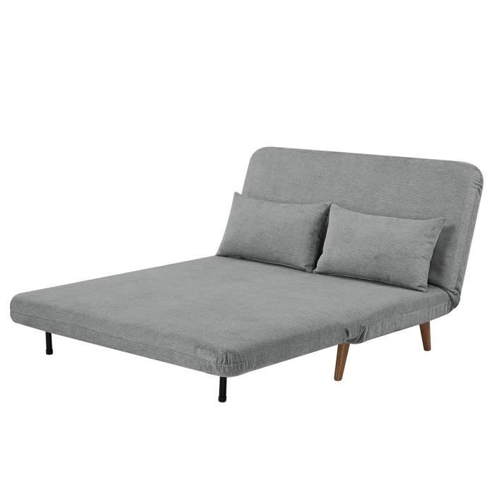 Banquette BZ - 2 places - Tissu Gris clair - 130 x 90 x 81 cm - DEPLO