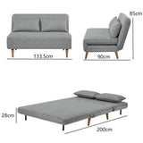 Banquette BZ - 2 places - Tissu Gris clair - 130 x 90 x 81 cm - DEPLO