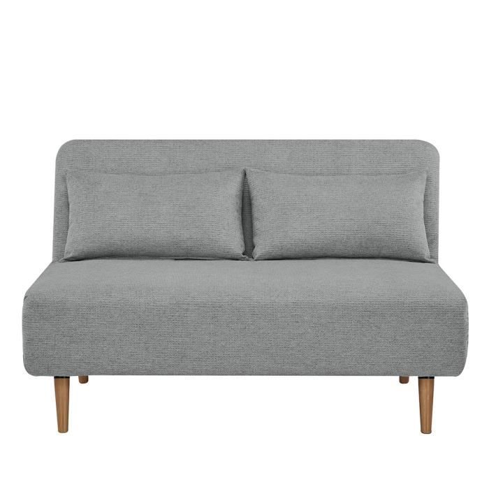 Banquette BZ - 2 places - Tissu Gris clair - 130 x 90 x 81 cm - DEPLO