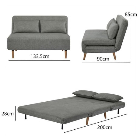Banquette BZ - 2 places - Tissu Vert clair - 130 x 90 x 81 cm - DEPLO