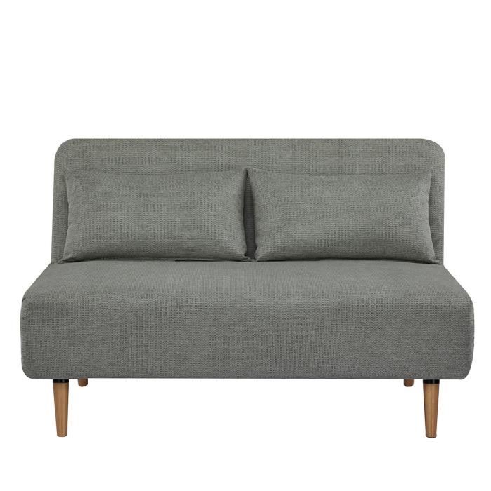 Banquette BZ - 2 places - Tissu Vert clair - 130 x 90 x 81 cm - DEPLO
