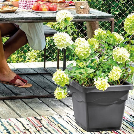 DEROMA Pot de fleurs carré Day R anthracite - 38 x H33,5 cm - Gris anthracite