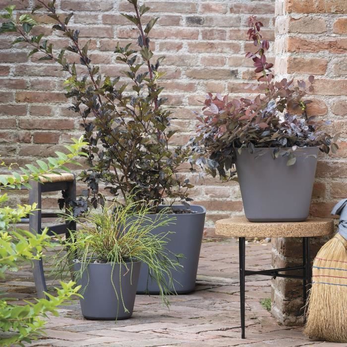 DEROMA Pot de fleurs carré Origin - 28 x 23,5 cm- 12 L - Gris