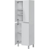 Meuble de salle de bain - double colonne - Blanc brillant - 4 portes - L60 x P35 x H182 cm - DESTAL