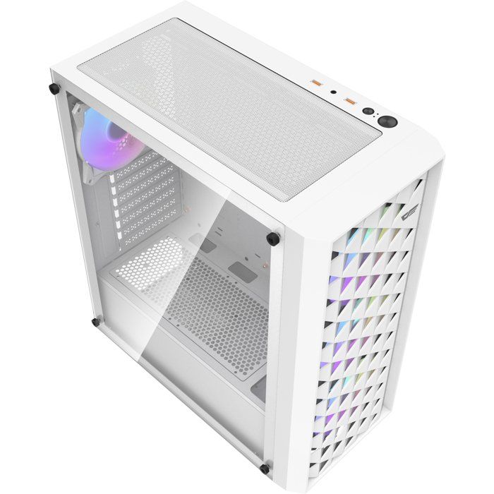 DARKFLASH - DF-DK351CL6-WH - DK351 - Boitier PC sans alimentation - Moyen tour - Format ATX - Blanc
