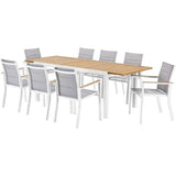 Ensemble repas de jardin LOUNA 8 personnes en aluminium - Table extensible + 8 fauteuils