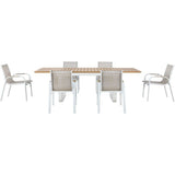 Ensemble repas de jardin - Table extensible 155/246 x 100 x 74 cm + 6 fauteuils - Aluminium - 6 personnes - VIANEA
