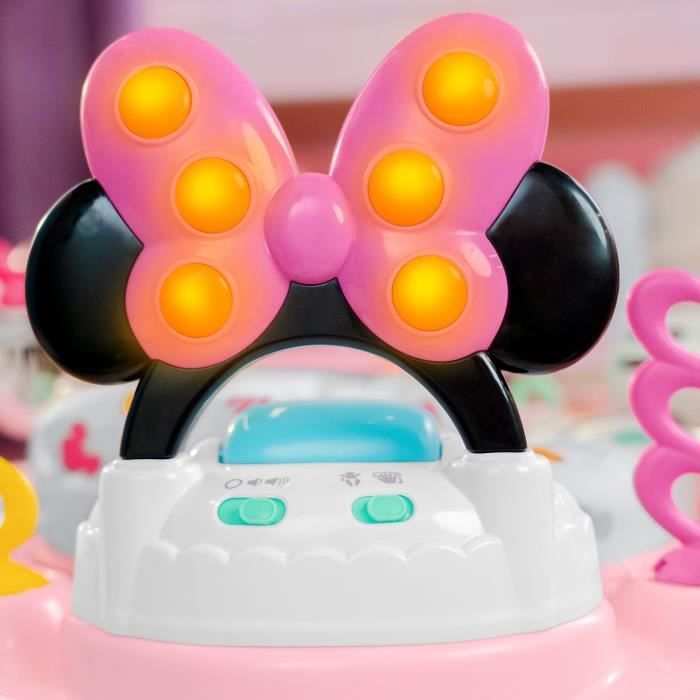 DISNEY BABY - MINNIE - Aire d'éveil bébé multi-jouets, siege sauteur a rebonds évolutif, pivotant a 360°, Cadeau Noel bébé