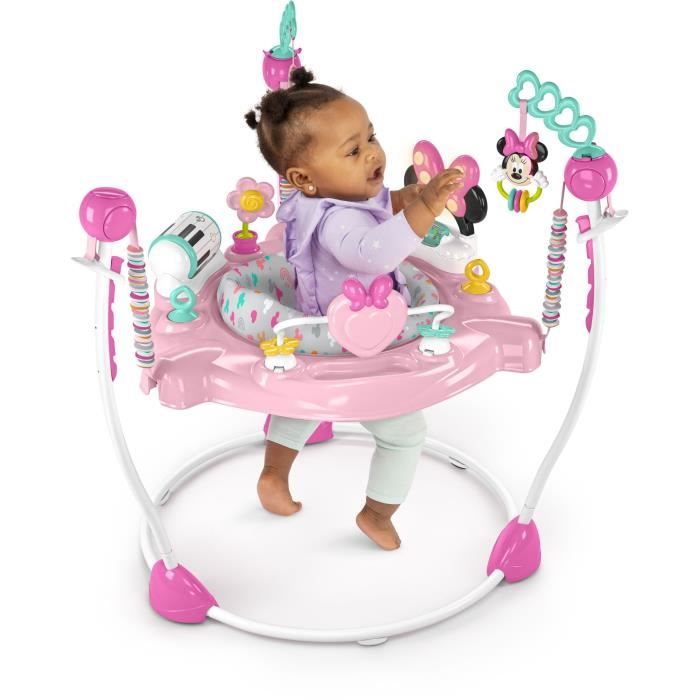 DISNEY BABY - MINNIE - Aire d'éveil bébé multi-jouets, siege sauteur a rebonds évolutif, pivotant a 360°, Cadeau Noel bébé