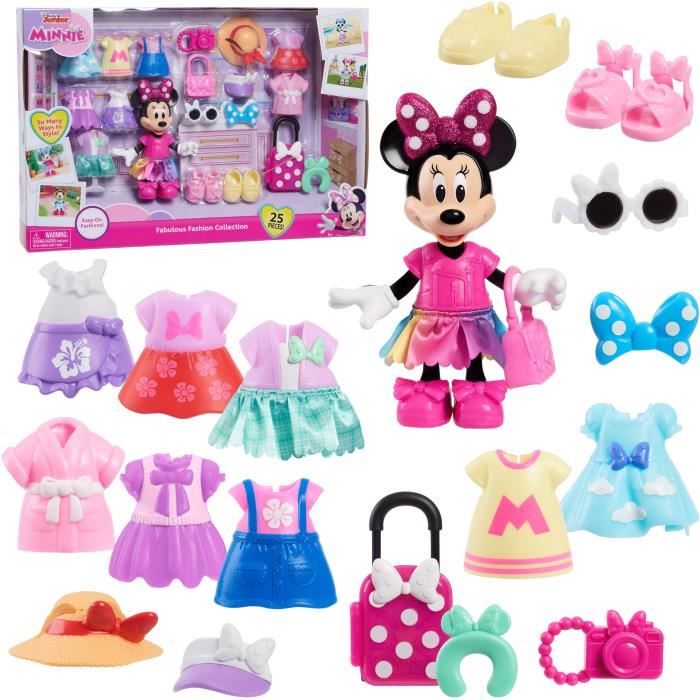 Coffret poupÈe - DISNEY MINNIE MOUSE - Coffret Fashion - PoupÈe Minnie 15 cm, 25 pieces de mode et accessoires