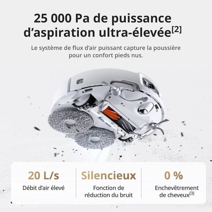 DJI ROMO A - Robot Aspirateur Laveur avec Station - Robot Transparent - 25 000 Pa - Détection au millimetre - 200 j sans Entretien