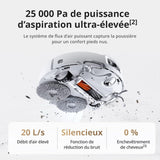 DJI ROMO S - Robot Aspirateur Laveur avec Station - 25 000 Pa - Détection de Niveau Drone - 200 Jours sans Maintenance