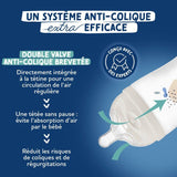 Biberon anti-colique - DODIE - 150 ml - Tétine multi-perforée biomimétisme - +0 mois - Débit 1 - Bleu