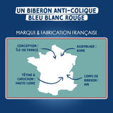 Biberon anti-colique - DODIE - 150 ml - Tétine multi-perforée biomimétisme - +0 mois - Débit 1 - Bleu