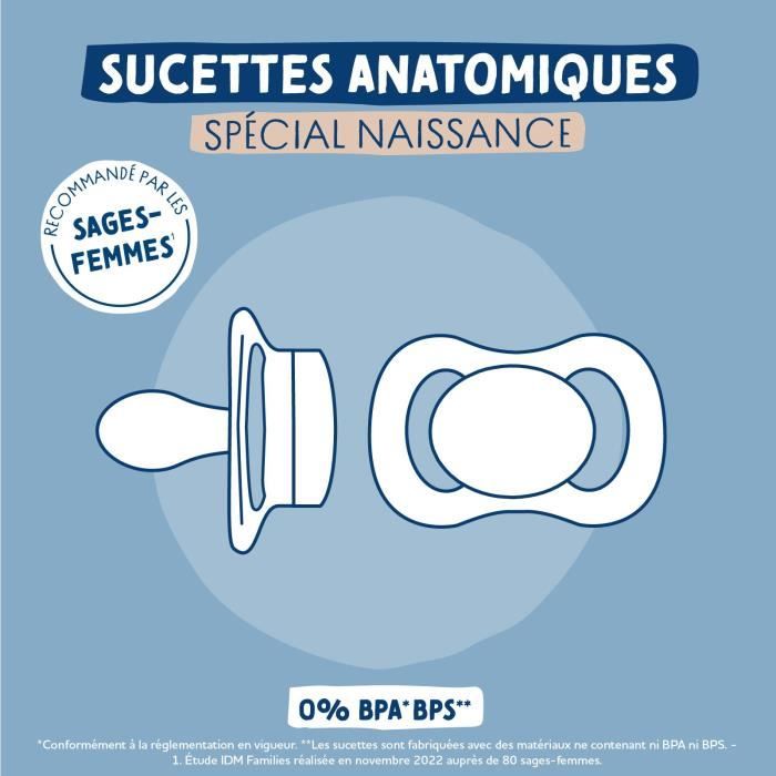 Duo sucettes anatomiques - DODIE - 0/2 mois - Crabe