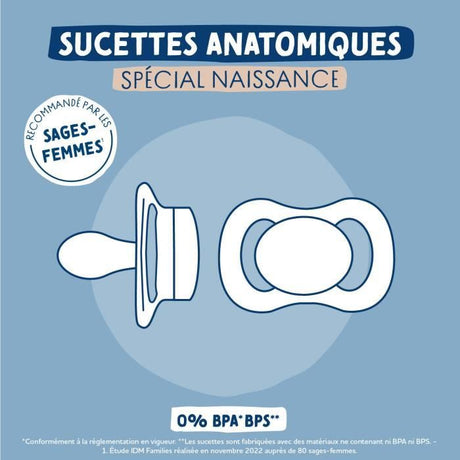 Duo sucettes anatomiques - DODIE - 0/2 mois - Crabe