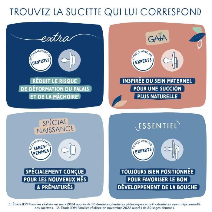 Duo sucettes anatomiques - DODIE - 0/2 mois - Crabe