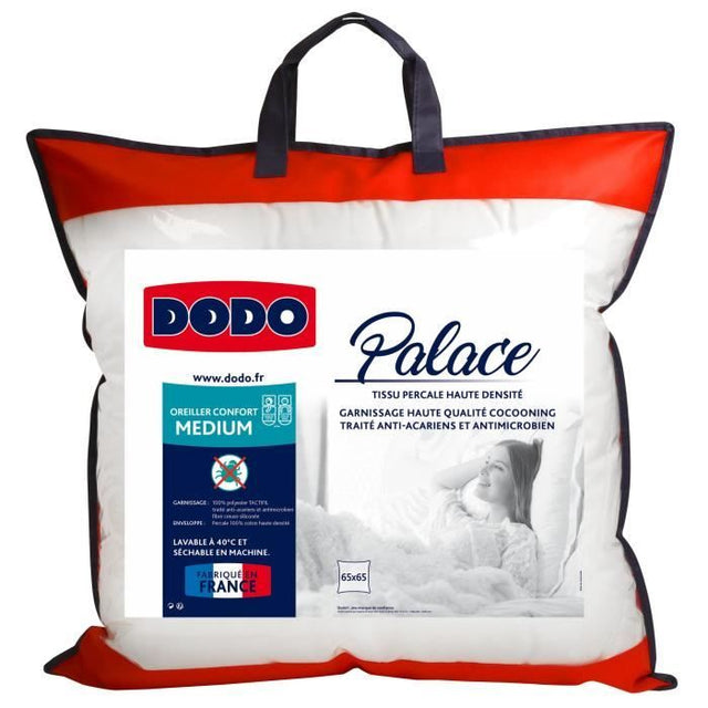 Oreiller Percale Anti-Acariens - DODO - PALACE - 65 x 65 cm - Blanc