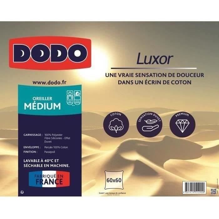 Oreiller 100% Coton - Luxor - DODO - 60 x 60 cm - Blanc