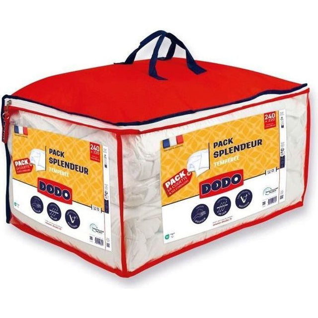 Pack Couette 300 gr/m˛ DODO - Splendeur - 220 x 240 cm + 2 Oreillers - 60 x 60 cm - Blanc