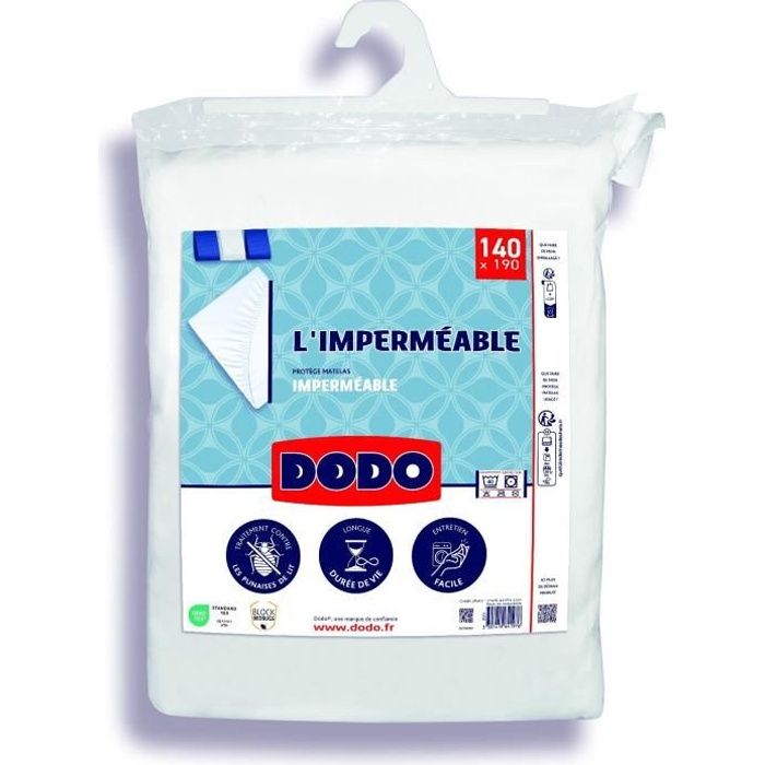 Protege Matelas Imperméable - DODO - 140 x 190 cm - Coton & Polyester - Anti Punaise De Lit