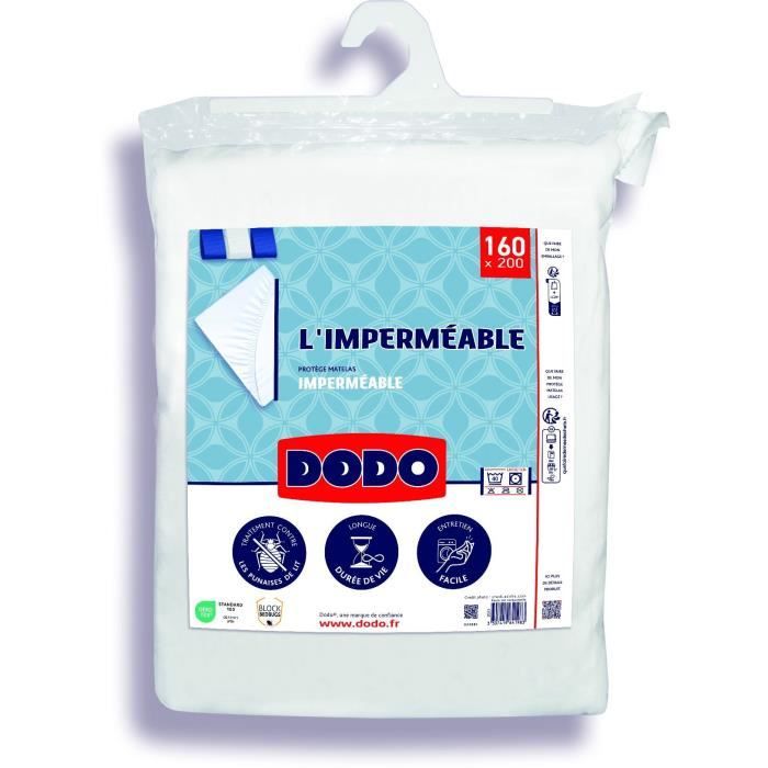 Protege Matelas Imperméable - DODO - 160 x 200 cm - Coton & Polyester - Anti Punaise De Lit