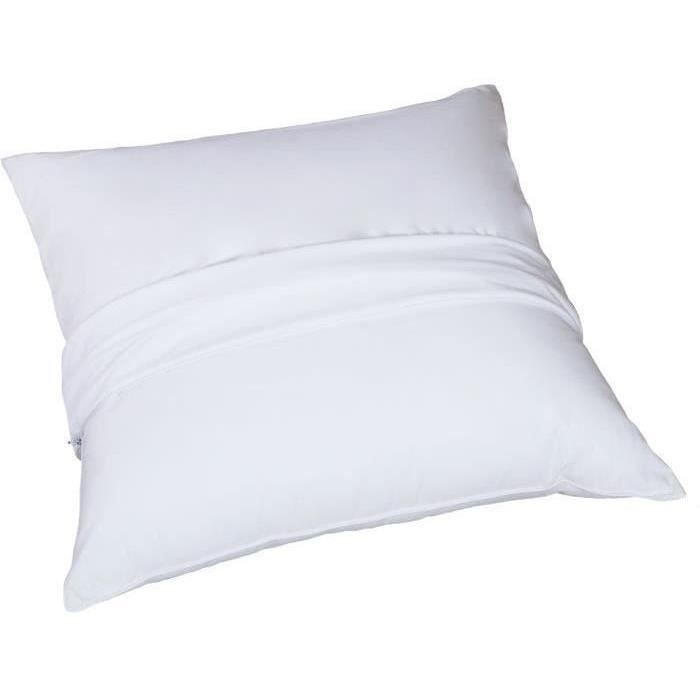 DODO Pack 2 oreillers tendance 60x60cm + 2 protege oreillers imperméable 60x60 cm - Garnissage 100% Polyester