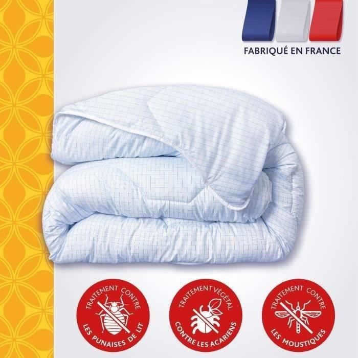 DODO Couette tempérée 300gr/m² 140x200 cm - Protection anti punaise, anti acarien - Blanc - Fabriqué en France