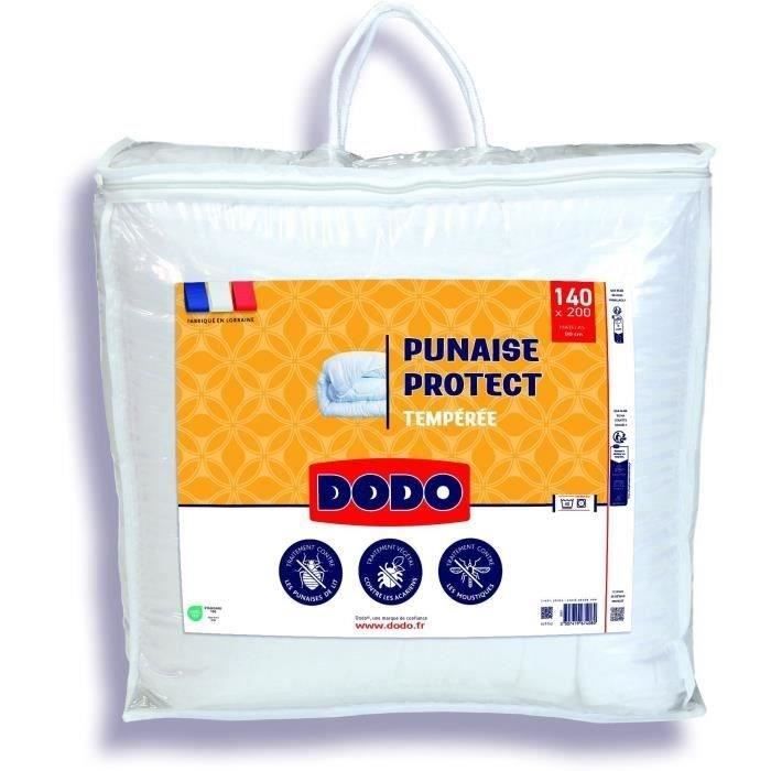 DODO Couette tempérée 300gr/m² 140x200 cm - Protection anti punaise, anti acarien - Blanc - Fabriqué en France