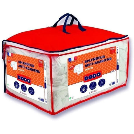 DODO Pack Couette chaude anti-acariens 220x240 cm + 2 oreillers 60x60 cm - Splendeur - Garnissage 100% volupt'air  350gr/m˛ - Blanc