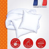DODO Pack Couette chaude anti-acariens 220x240 cm + 2 oreillers 60x60 cm - Splendeur - Garnissage 100% volupt'air  350gr/m˛ - Blanc
