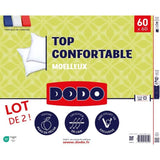 DODO - Lot de 2 Oreillers - Confortable - 60 x 60 cm - 100% Polyester VOLUPT'AIR - Blanc