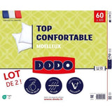 DODO - Lot de 2 Oreillers - Confortable - 60 x 60 cm - 100% Polyester VOLUPT'AIR - Blanc