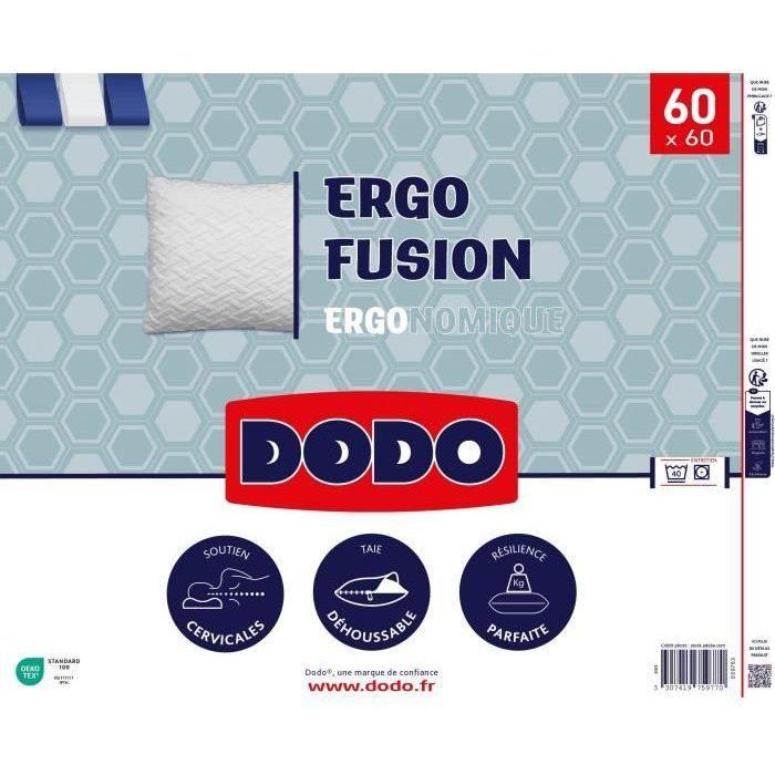 Oreiller DODO - Ergo Fusion - 60 x 60 cm - Blanc