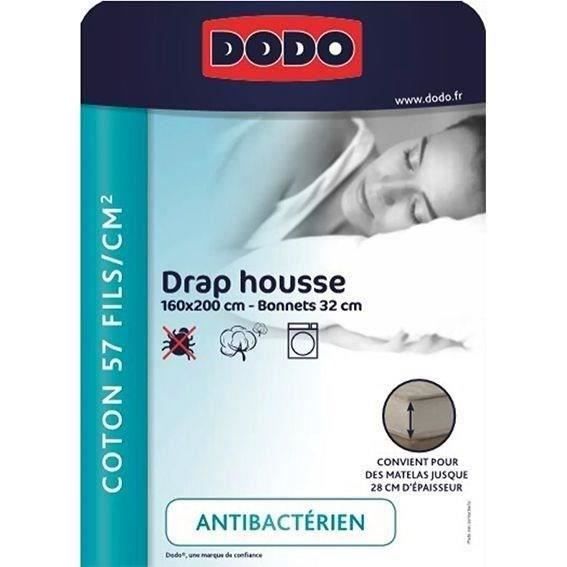Drap housse DODO - 160x200 cm - Coton - Coutil 32 cm - Blanc