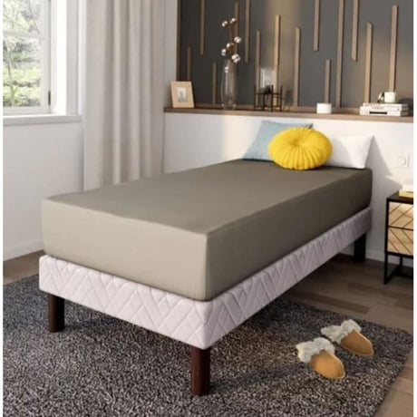 Drap Housse Coton - DODO - Antibactérien - 90 x190 cm - Taupe