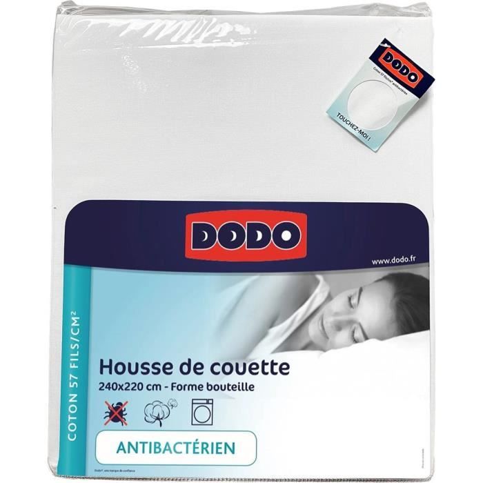 Housse de couette DODO - 240x220 cm - Coton - AntibactÈrien - Blanc