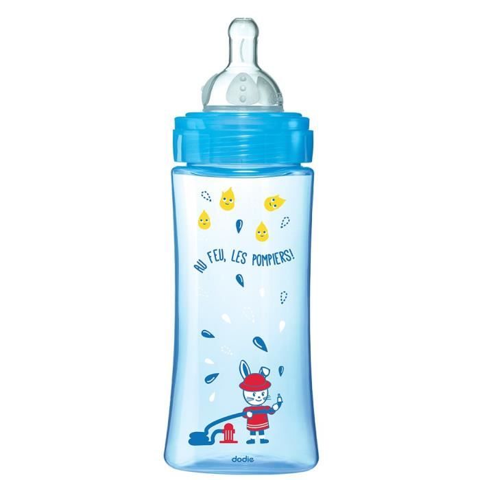 Biberon Dodie Initiation+ Anti-Coliques 3 Vitesses Bleu Pompier 330ml