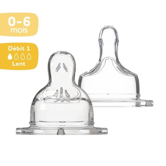 Tétine plate anti-coliques Dodie Sensation+ col large débit 1 pour bébé 0-6 mois