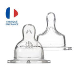 Lot de 2 tétines pour biberon Sensation+ Dodie - Tétines Plates Col Large Débit 3 - 6 mois et plus