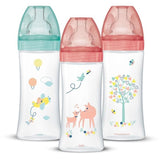 Dodie Lot de 3 Biberons Anti colique Sensation+, Fille, 330 ml, +6 Mois, Tétine Plate, Débit 3