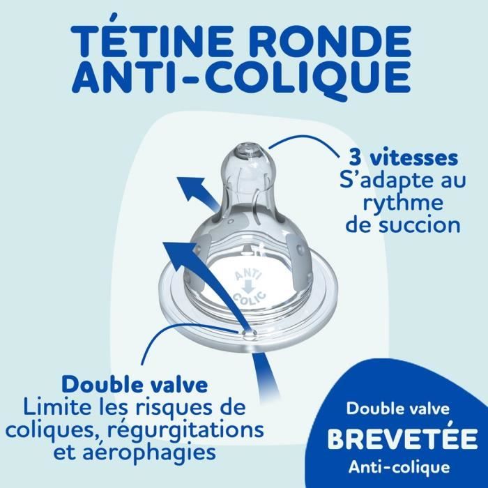 Lot de 3 Biberons DODIE Anti-Colique Initiation+ - Verre - 270ml - 0-6 Mois - TÈtine Ronde - DÈbit 2