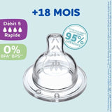 Lot de 4 tétines plates DODIE Sensation - Débit 5 - 18 mois et plus