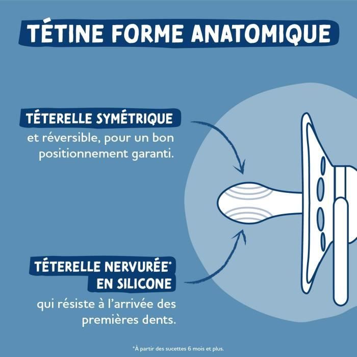 2 Sucettes anatomiques - DODIE - A109 EDL - +18 mois - Mathilde Cabanas Bleu