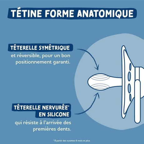 2 Sucettes anatomiques - DODIE - A109 EDL - +18 mois - Mathilde Cabanas Bleu