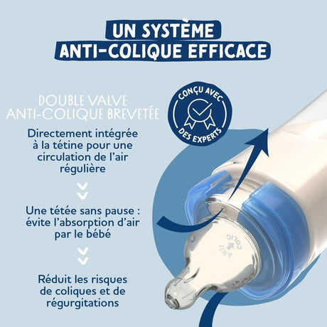 Biberon anti-colique - DODIE - 270 ml - Tétine ronde - 0-6 mois - 3 vitesses - Débit 2 - Vert