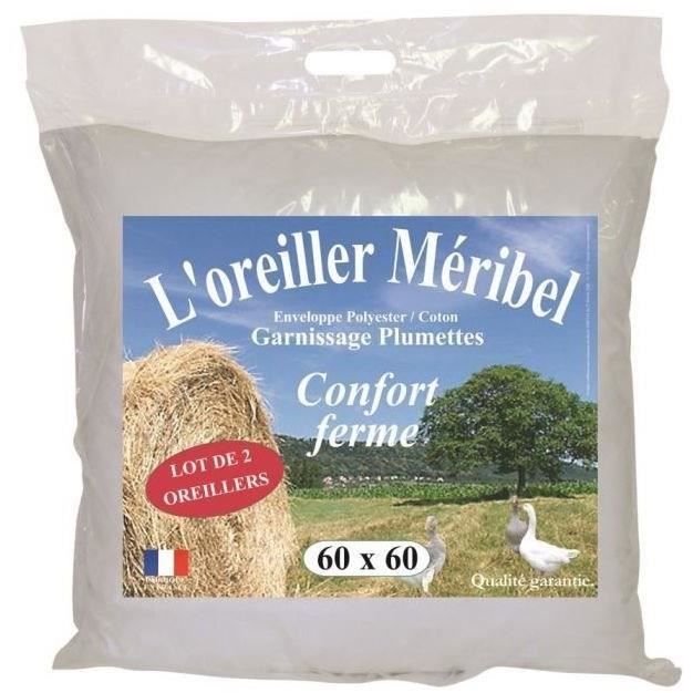 Lot de 2 Oreillers DODO - Méribel Plumettes -  60 x 60 cm - Blanc